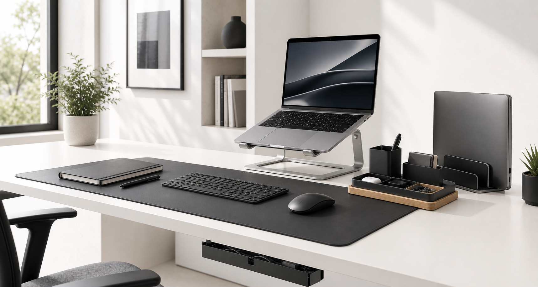 Bureau Setvora organise avec accessoires premium